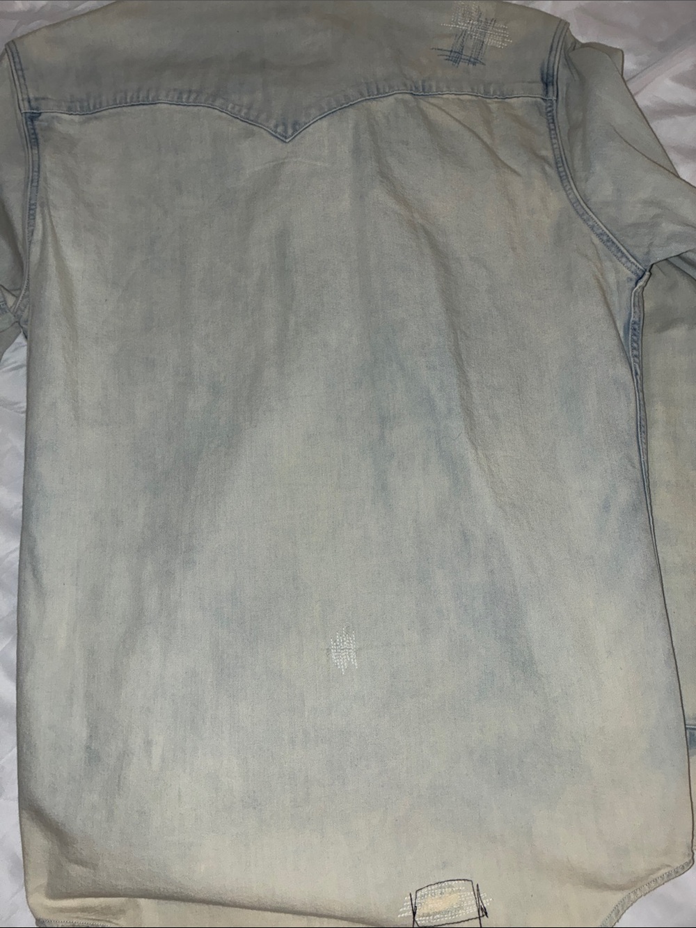 Levi's Pale Blue Distressed Denim Western Shirt - Picture 5 of 5